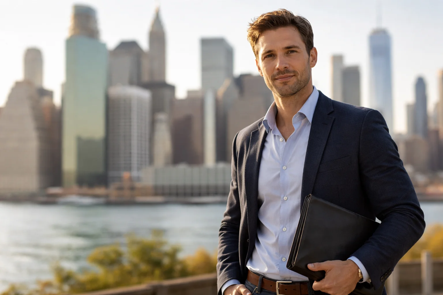 Professional with New York skyline