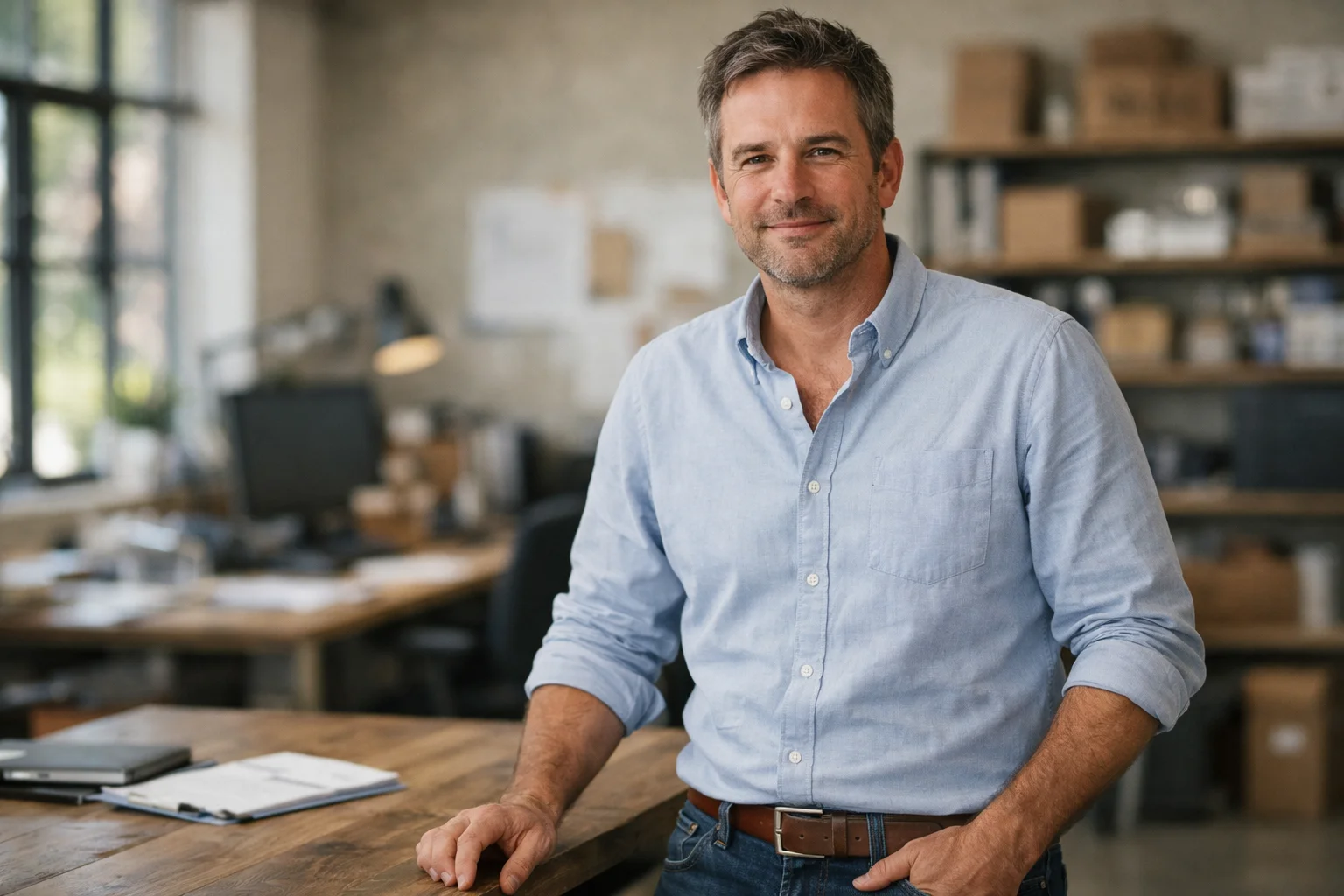 Commercial truck driver installing a telematics device in the cab