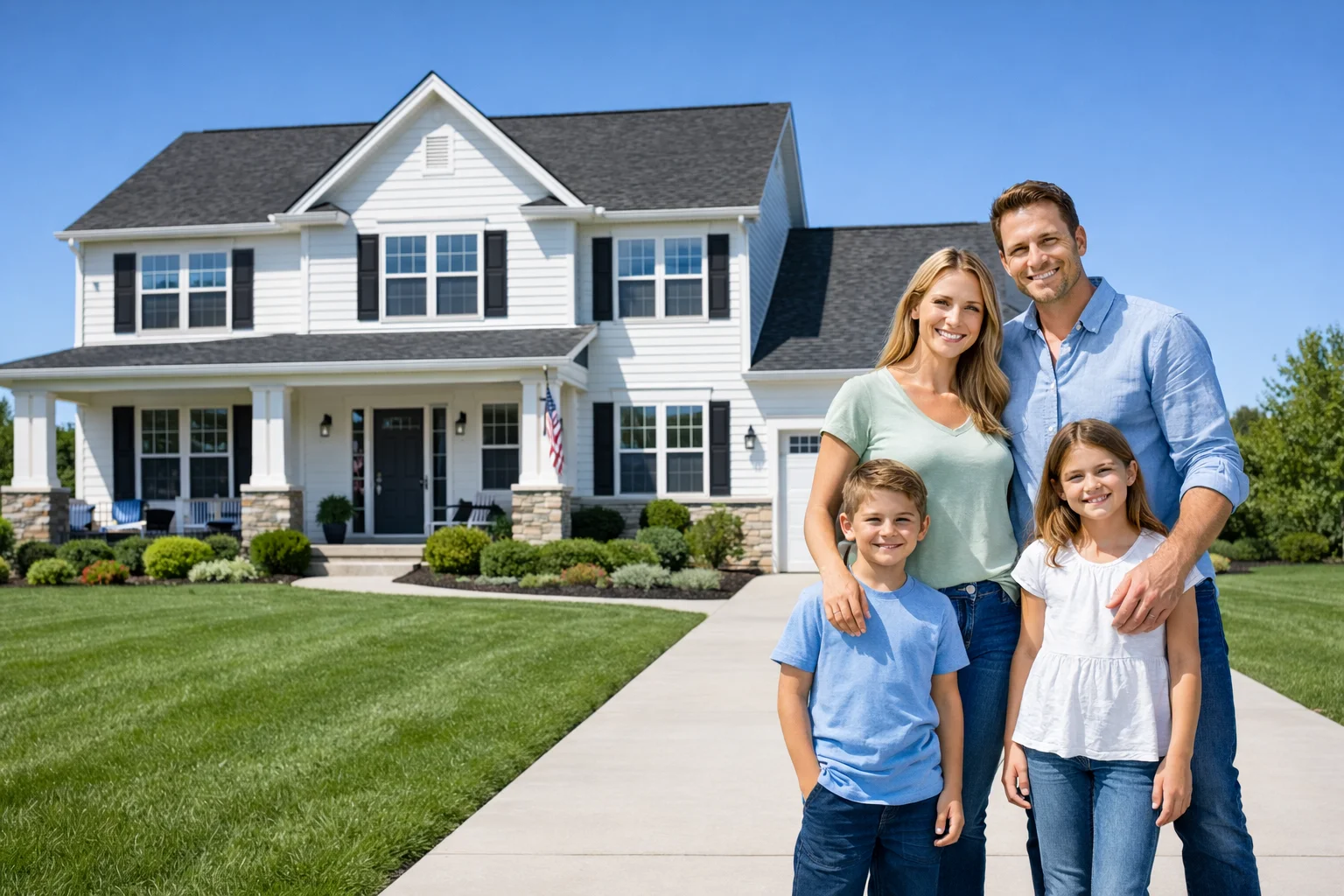 Family reviewing home insurance policy
