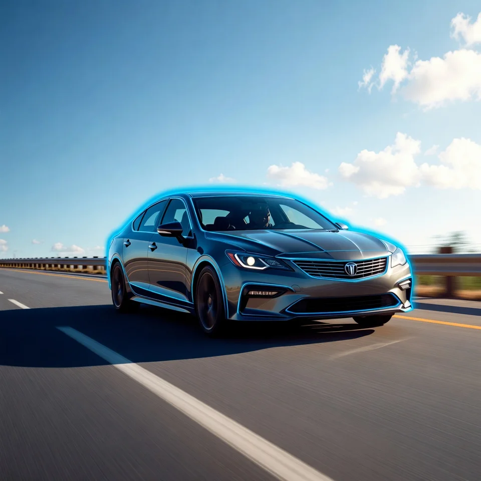 Modern car on a New York road representing auto insurance
