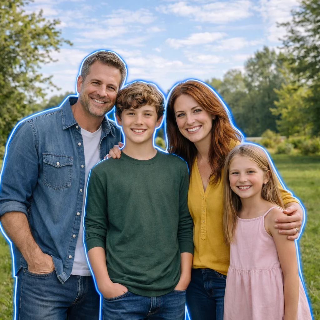 Happy family together representing personal life insurance